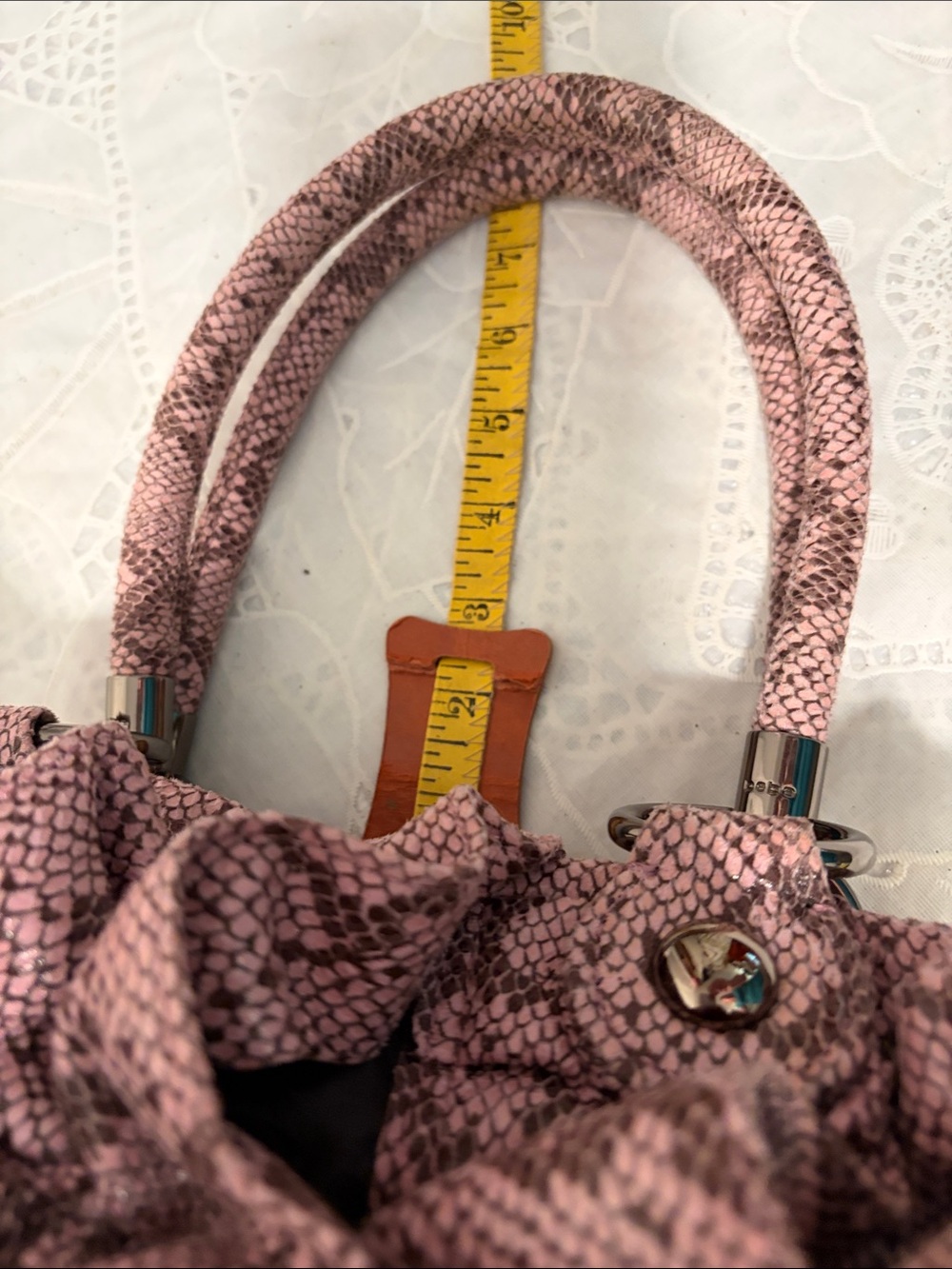 Y2K-era bebe Ruffle Snakeskin Satchel Handbag - Picture 3 of 11